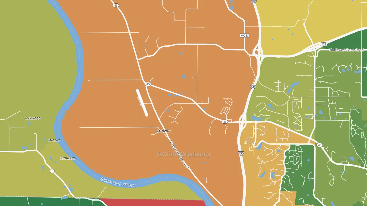 Waldron, MO Map of Assault Rates