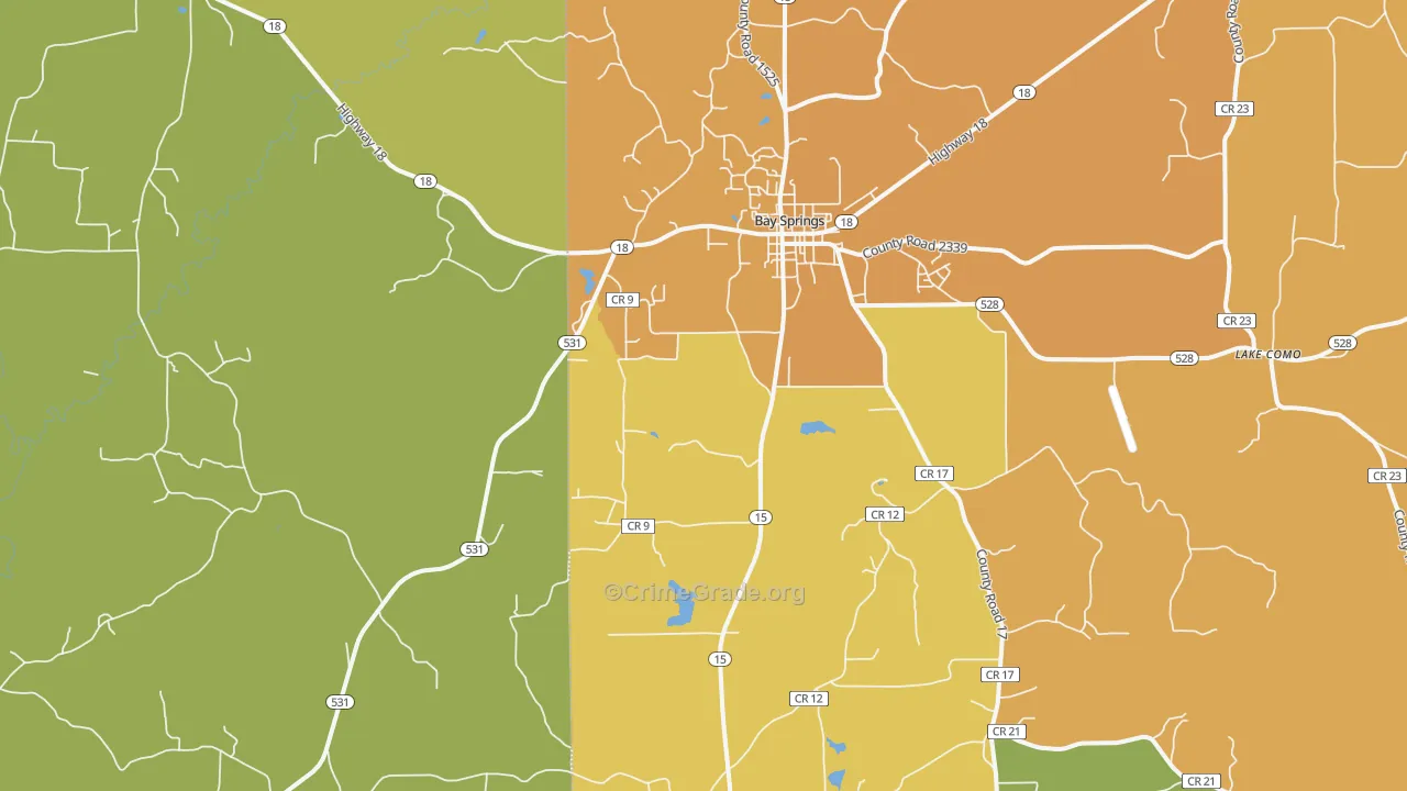 Waldrup, MS Map of Assault Rates