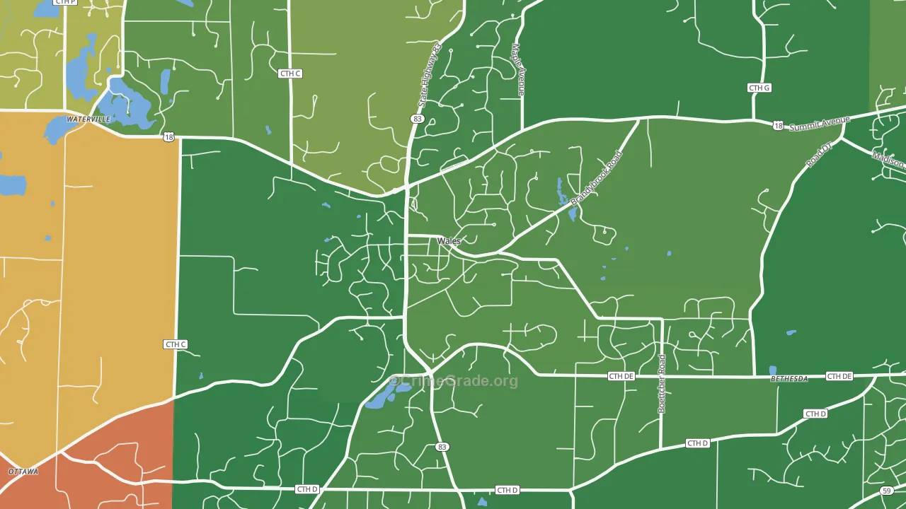 Wales, WI Map of Assault Rates