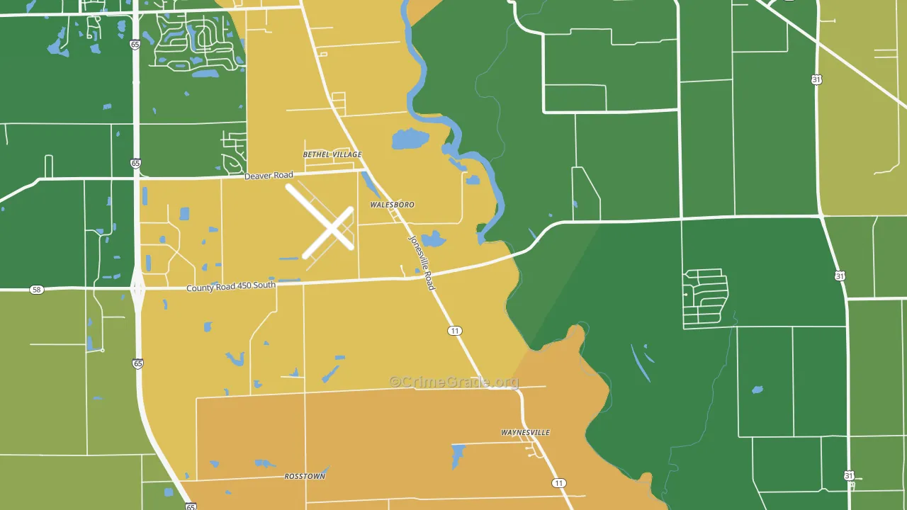 Walesboro, IN Map of Assault Rates