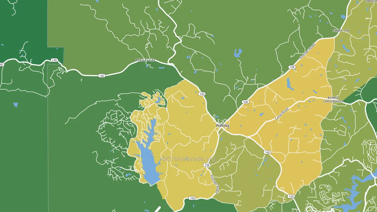 Waleska, GA Map of Assault Rates