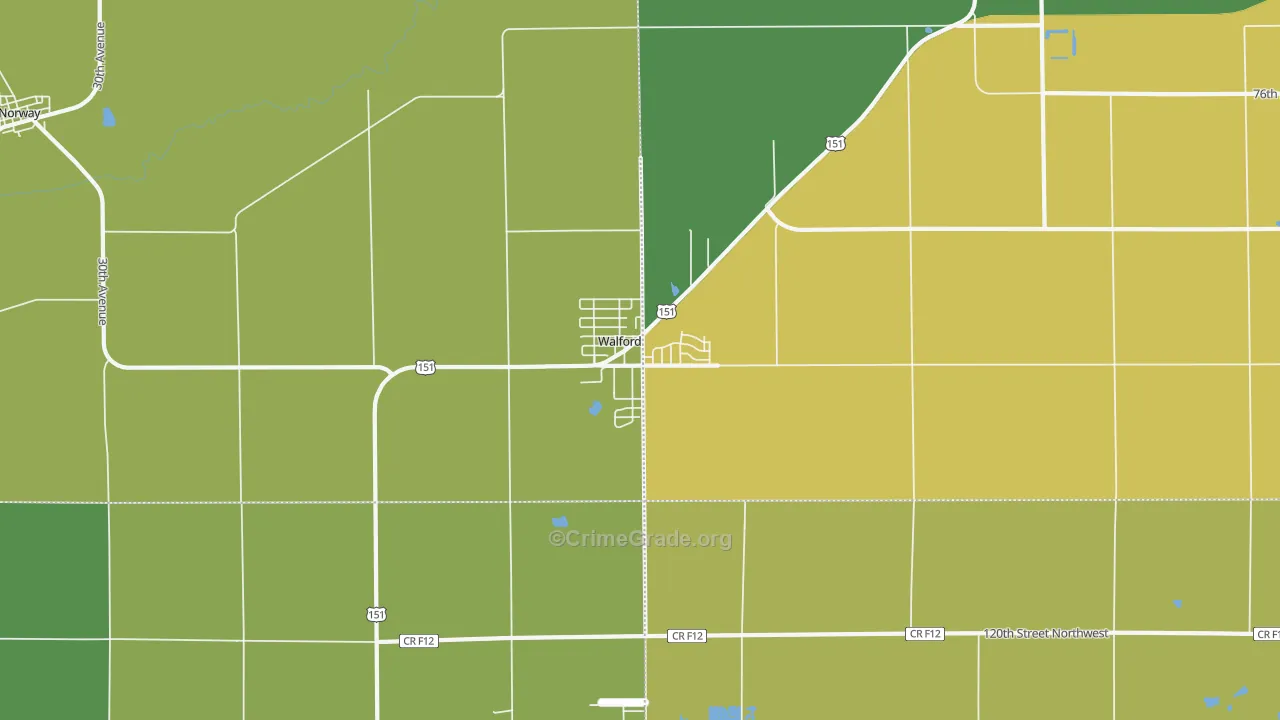 Walford, IA Map of Assault Rates