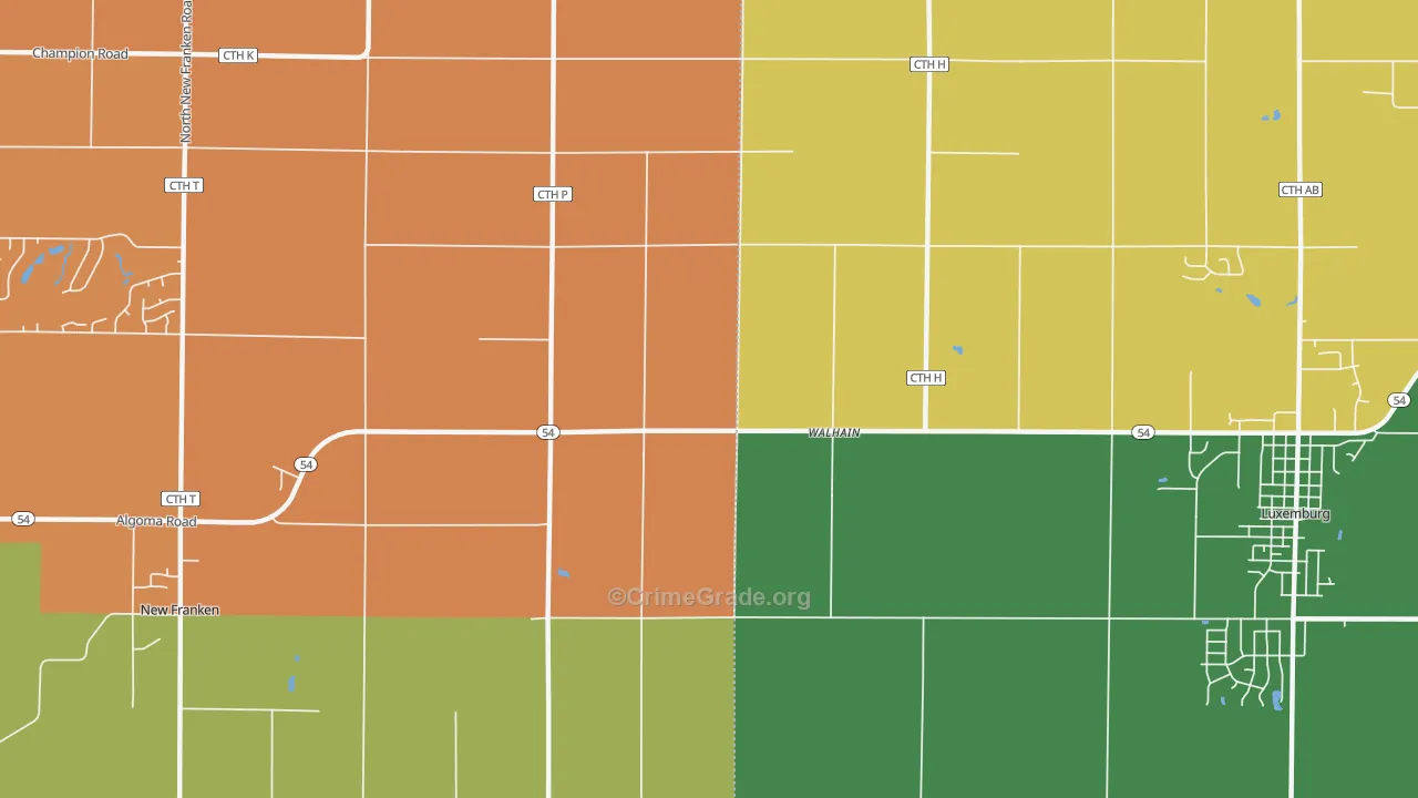 Walhain, WI Map of Assault Rates