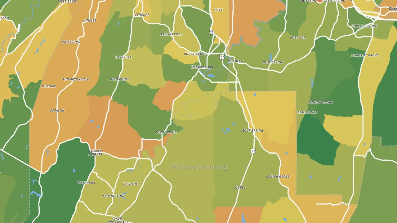 Walker County, GA Map of Assault Rates