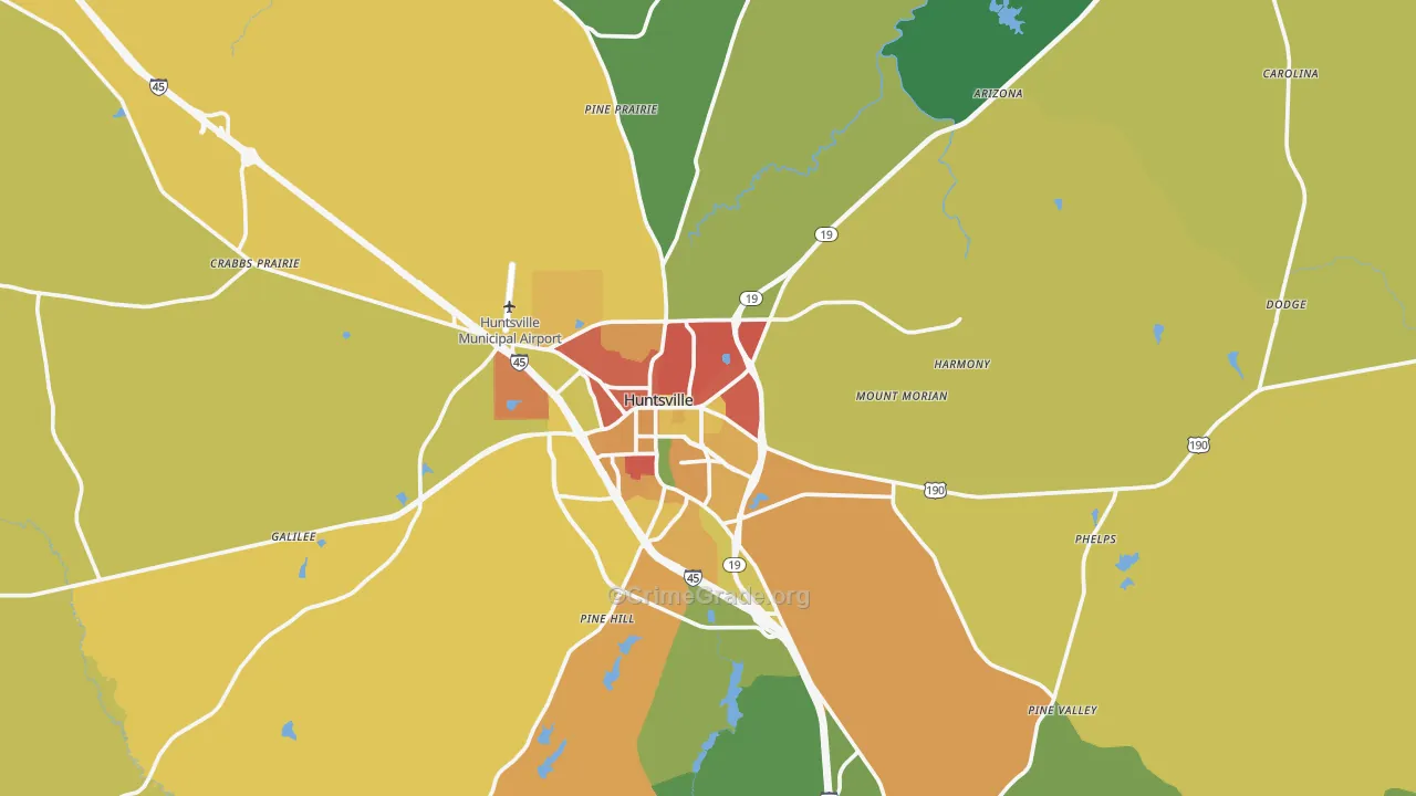 Walker County, TX Map of Assault Rates