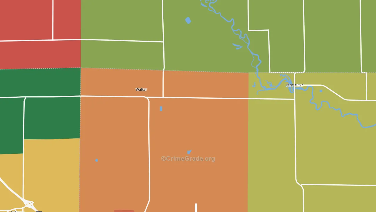 Walker, IA Map of Assault Rates