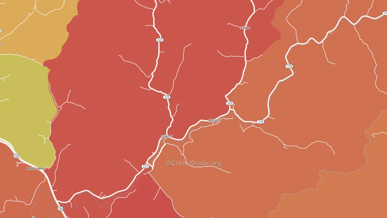 Walker, KY Map of Assault Rates