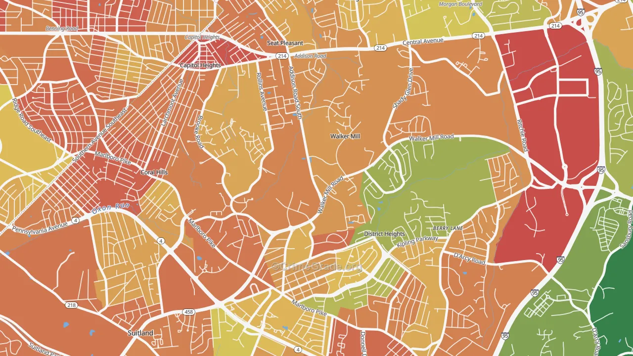 Walker Mill, District Heights, MD Map of Assault Rates