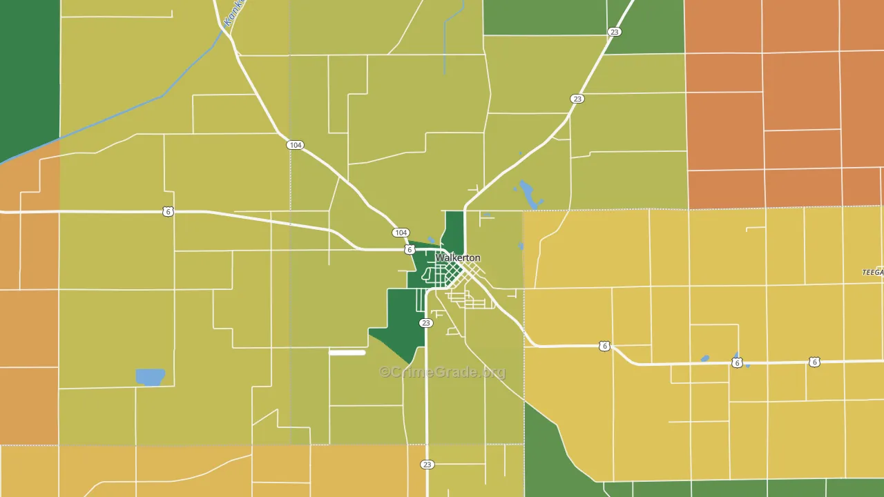 Walkerton, IN Map of Assault Rates