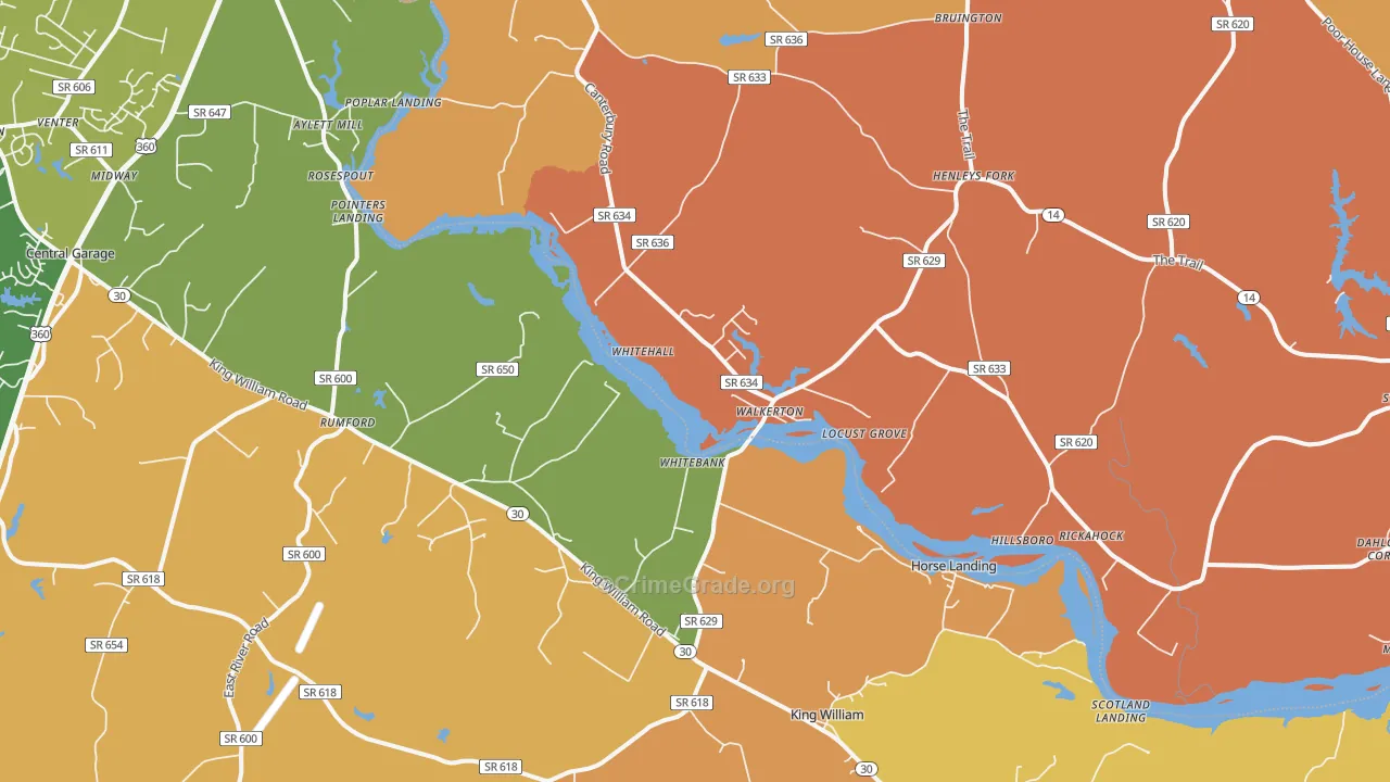 Walkerton, VA Map of Assault Rates
