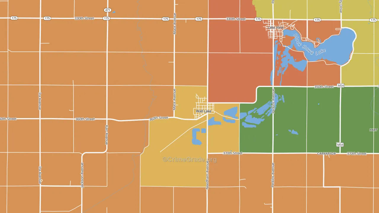 Wall Lake, IA Map of Assault Rates