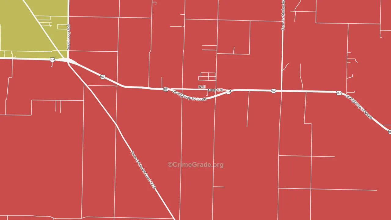 Wall, TX Map of Assault Rates