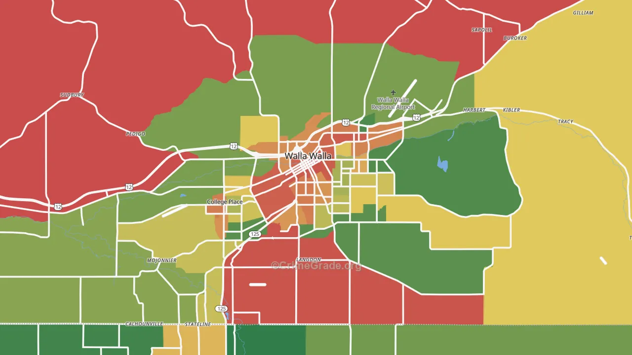 Walla Walla, WA Map of Assault Rates