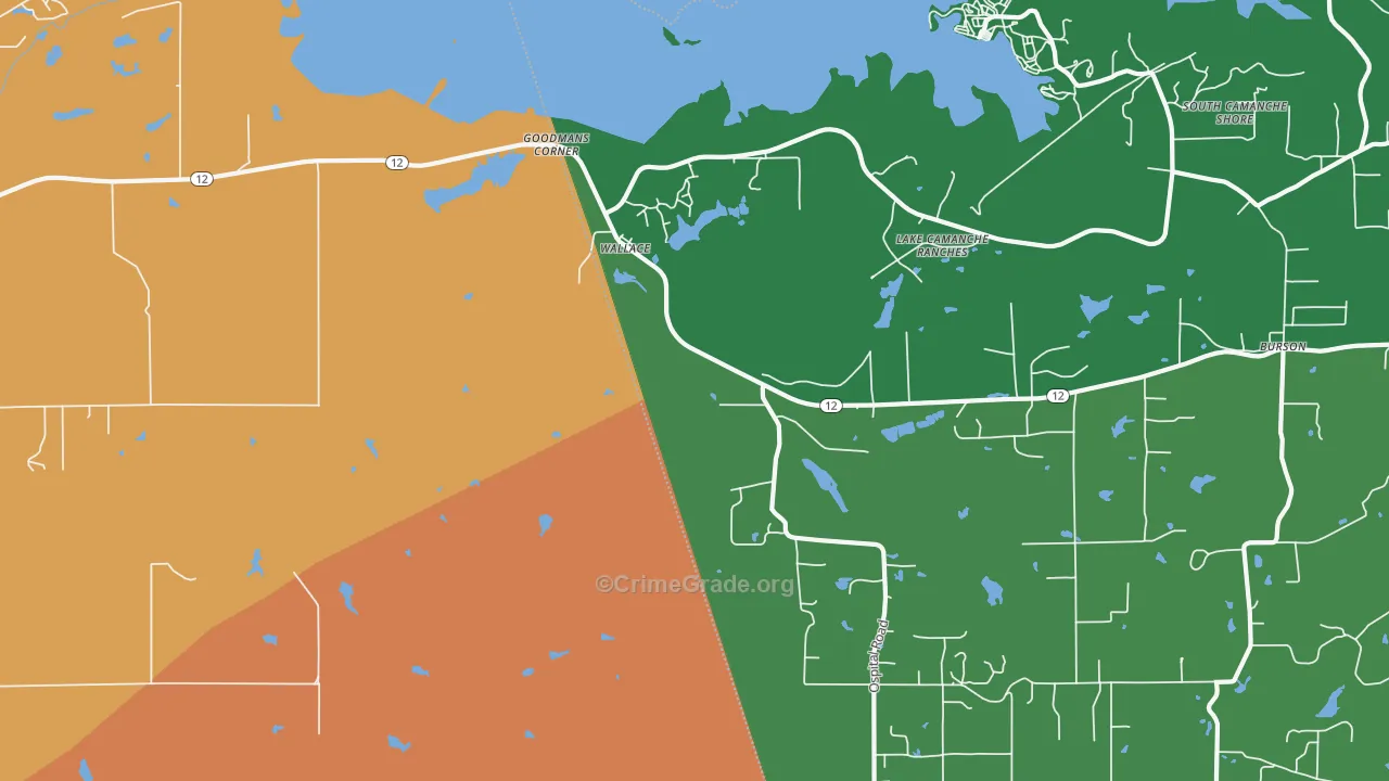 Wallace, CA Map of Assault Rates