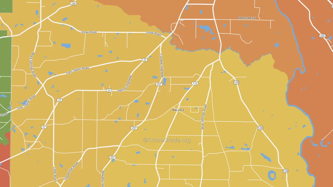 Wallace, GA Map of Assault Rates