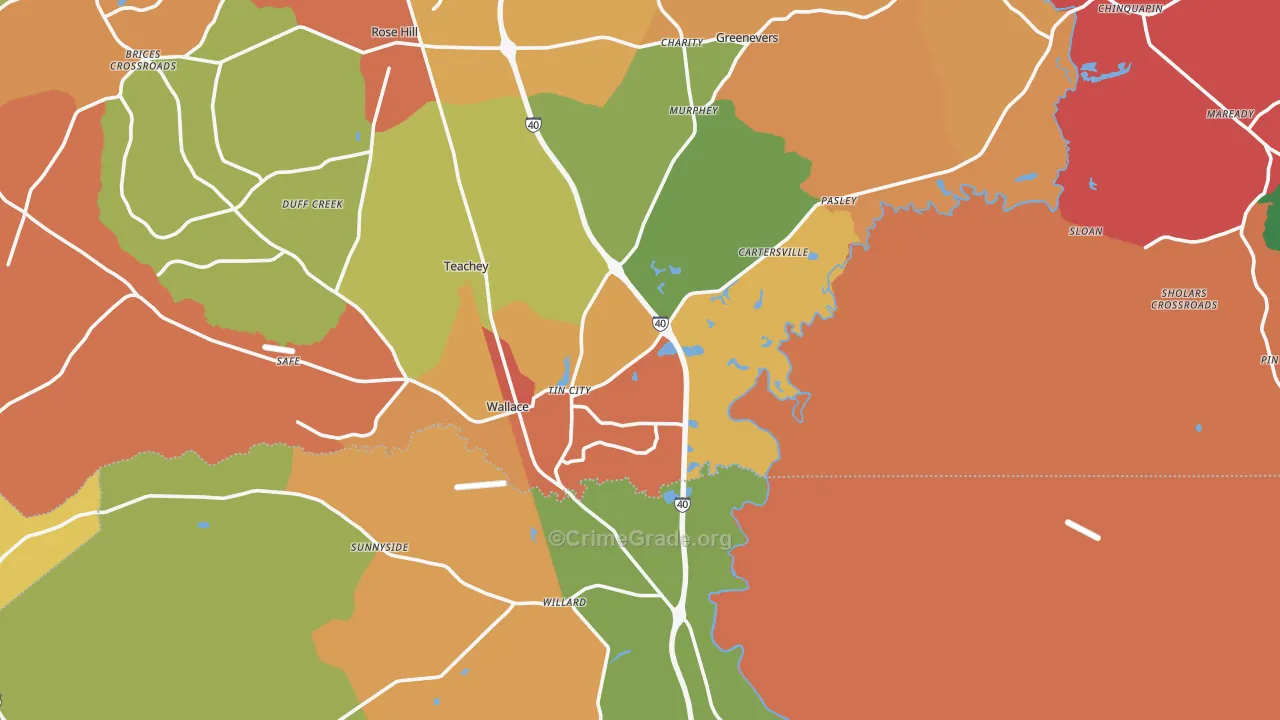 Wallace, NC Map of Assault Rates