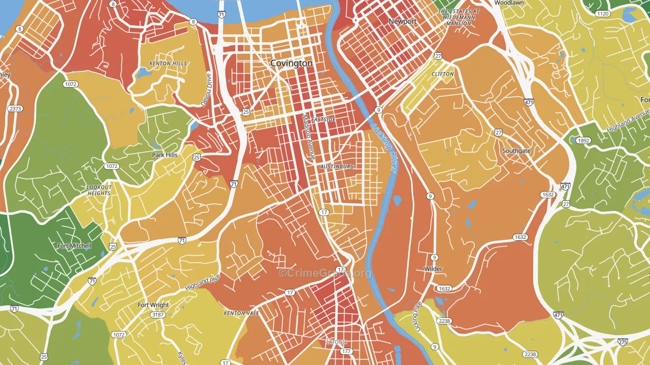 Wallace Woods, Covington, KY Map of Assault Rates