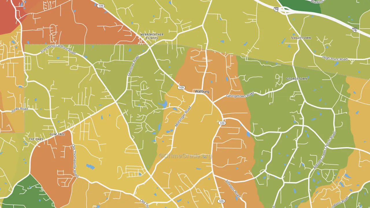 Wallburg, NC Map of Assault Rates