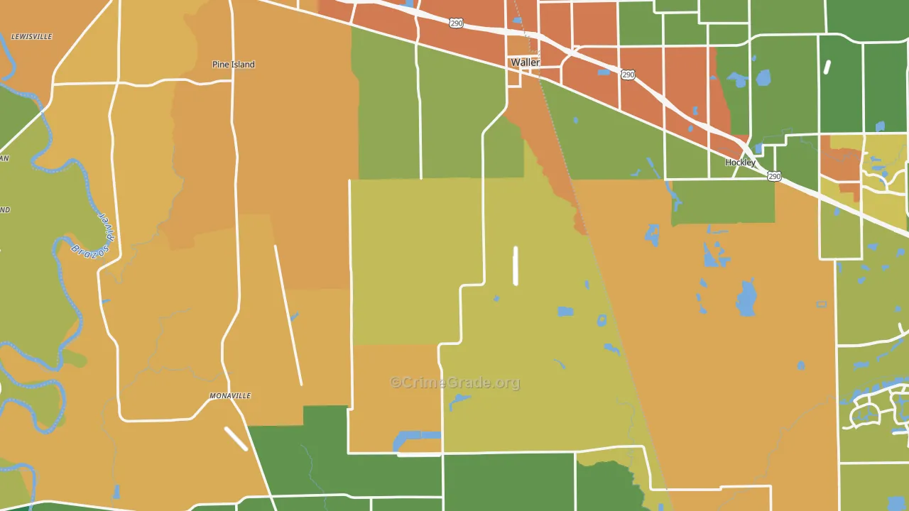 Waller County, TX Map of Assault Rates