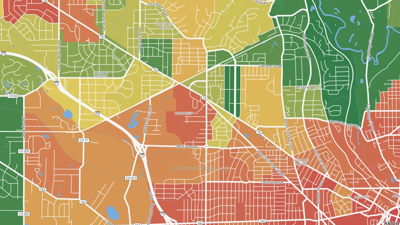 Wallhaven, Akron, OH Map of Assault Rates