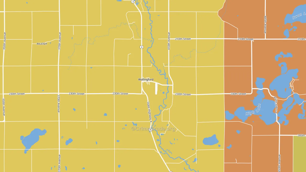 Wallingford, IA Map of Assault Rates