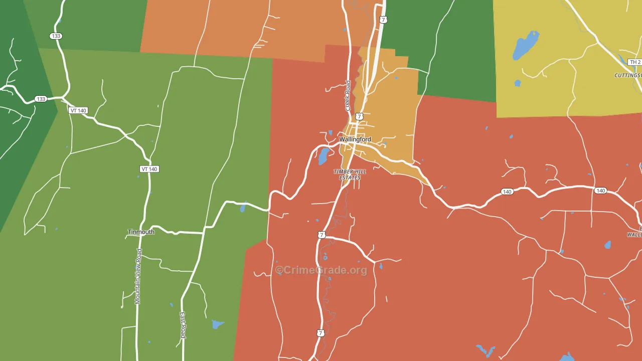 Wallingford, VT Map of Assault Rates