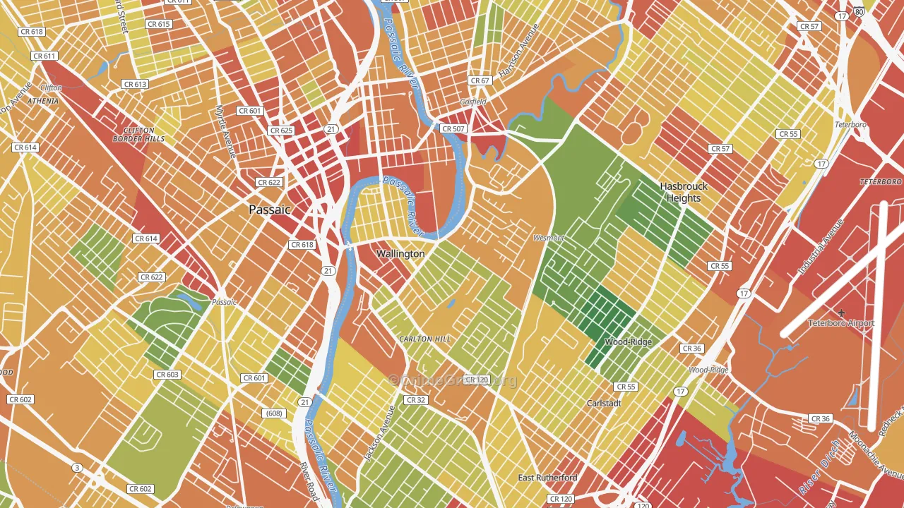 Wallington, NJ Map of Assault Rates