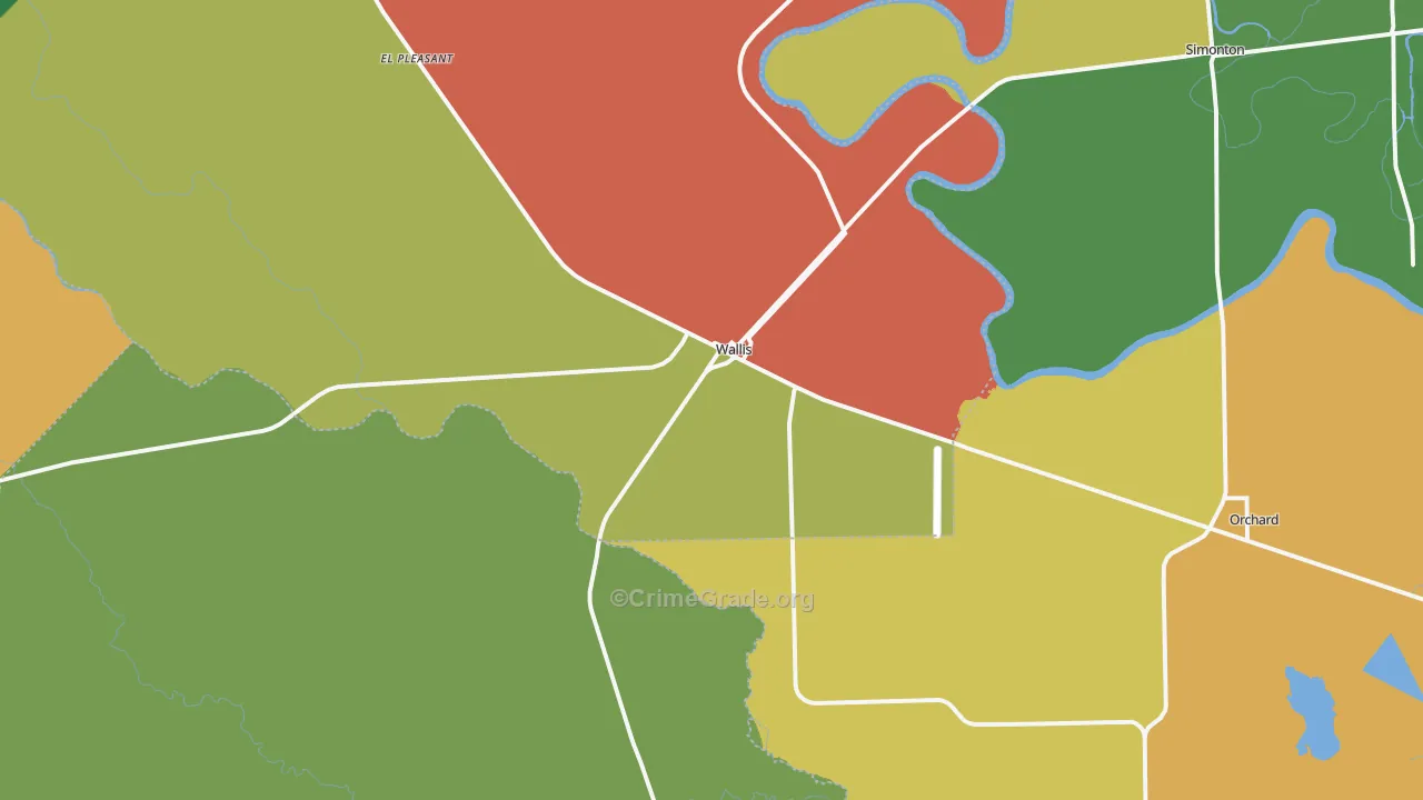 Wallis, TX Map of Assault Rates