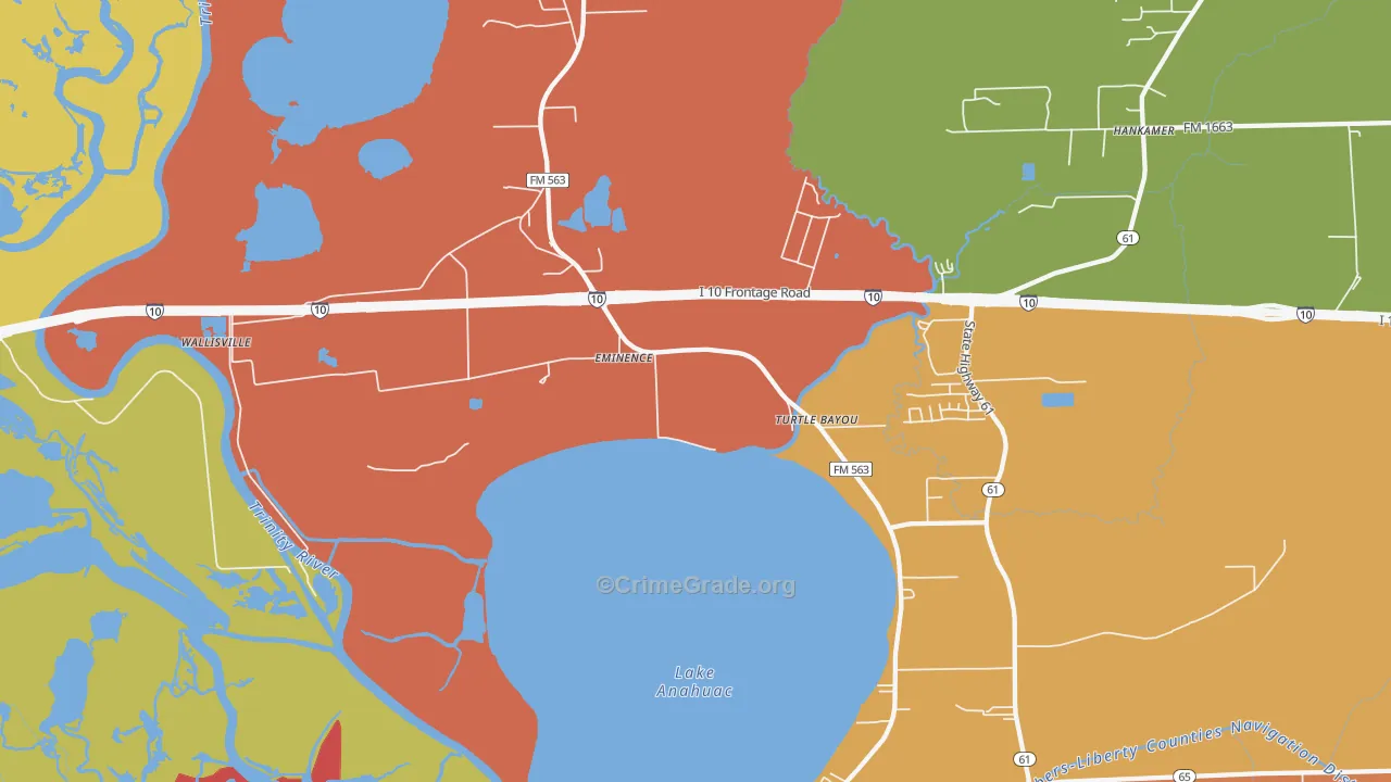 Wallisville, TX Map of Assault Rates