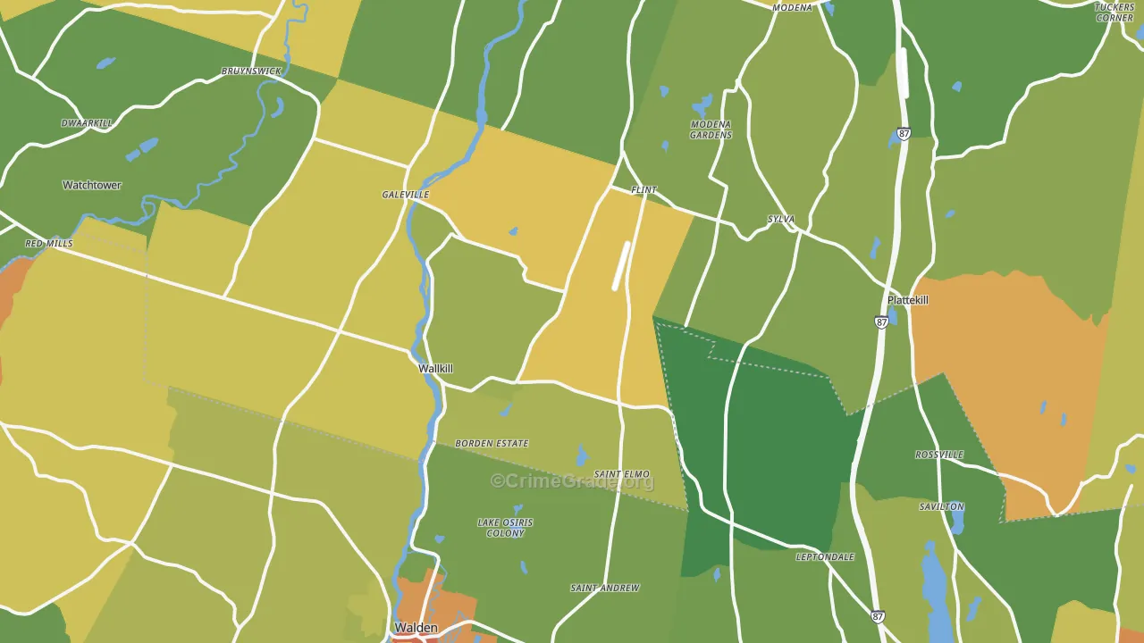 Wallkill, NY Map of Assault Rates