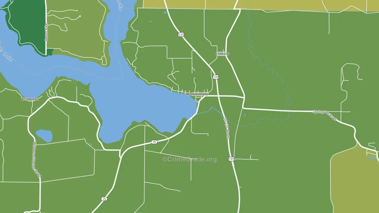 Walloon Lake, MI Map of Assault Rates
