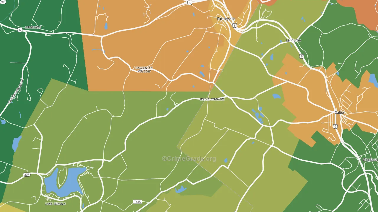 Walls Corners, PA Map of Assault Rates