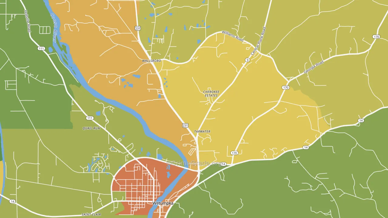 Wallsboro, AL Map of Assault Rates
