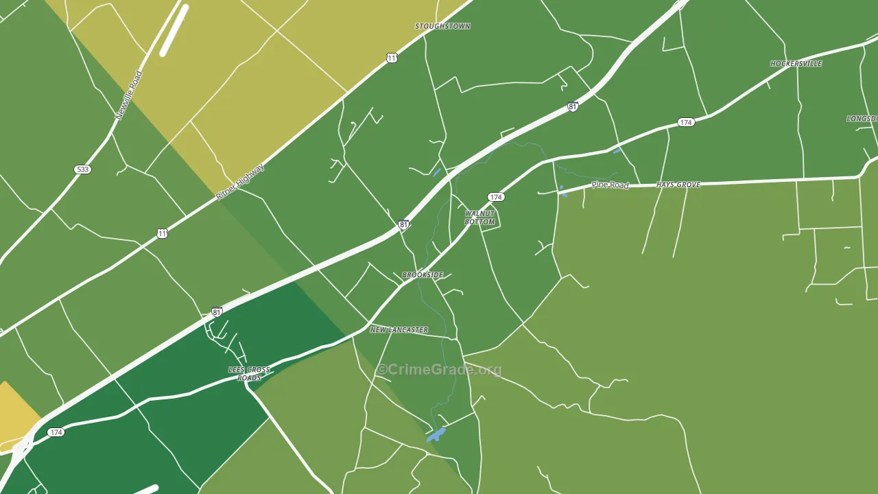 Walnut Bottom, PA Map of Assault Rates