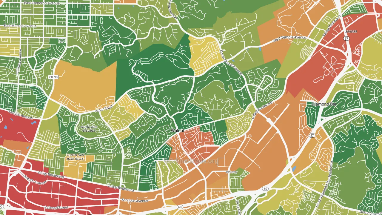 Walnut, CA Map of Assault Rates