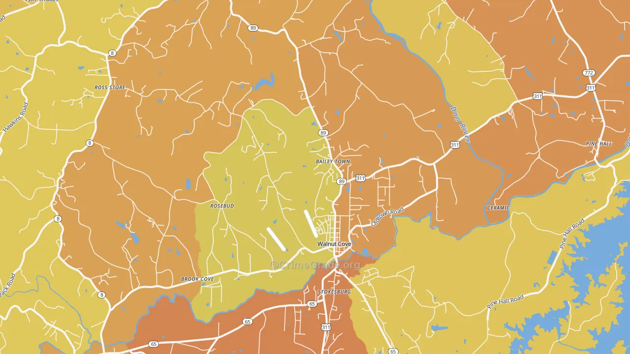Walnut Cove, NC Map of Assault Rates