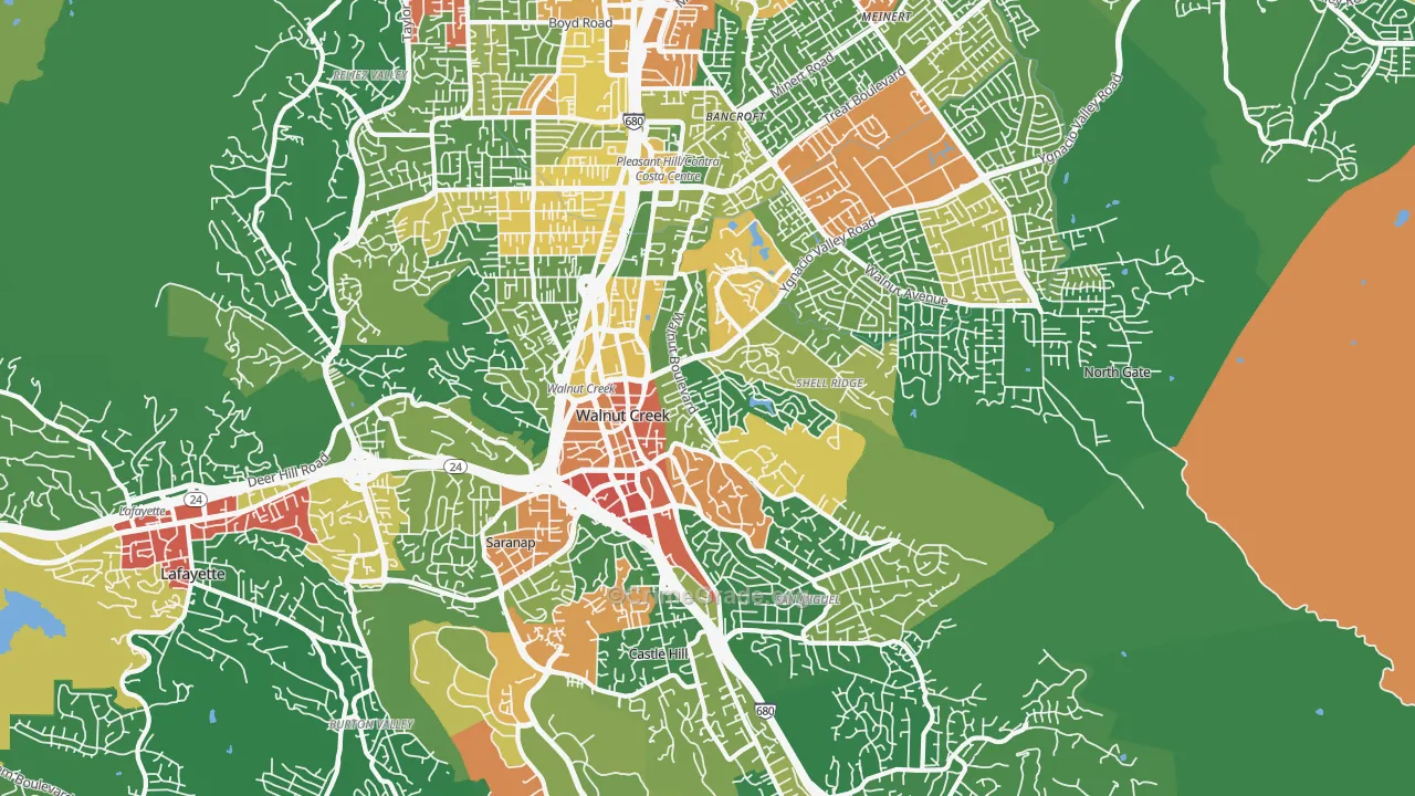 Walnut Creek, CA Map of Assault Rates