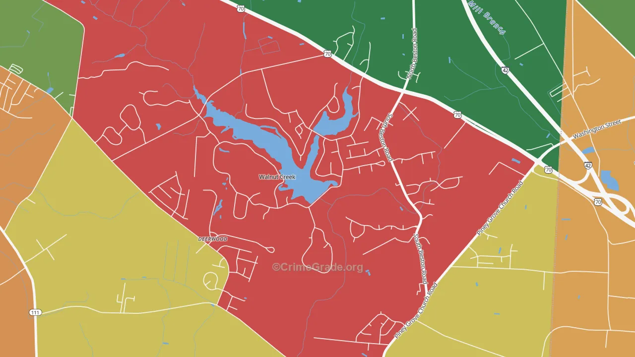 Walnut Creek, NC Map of Assault Rates