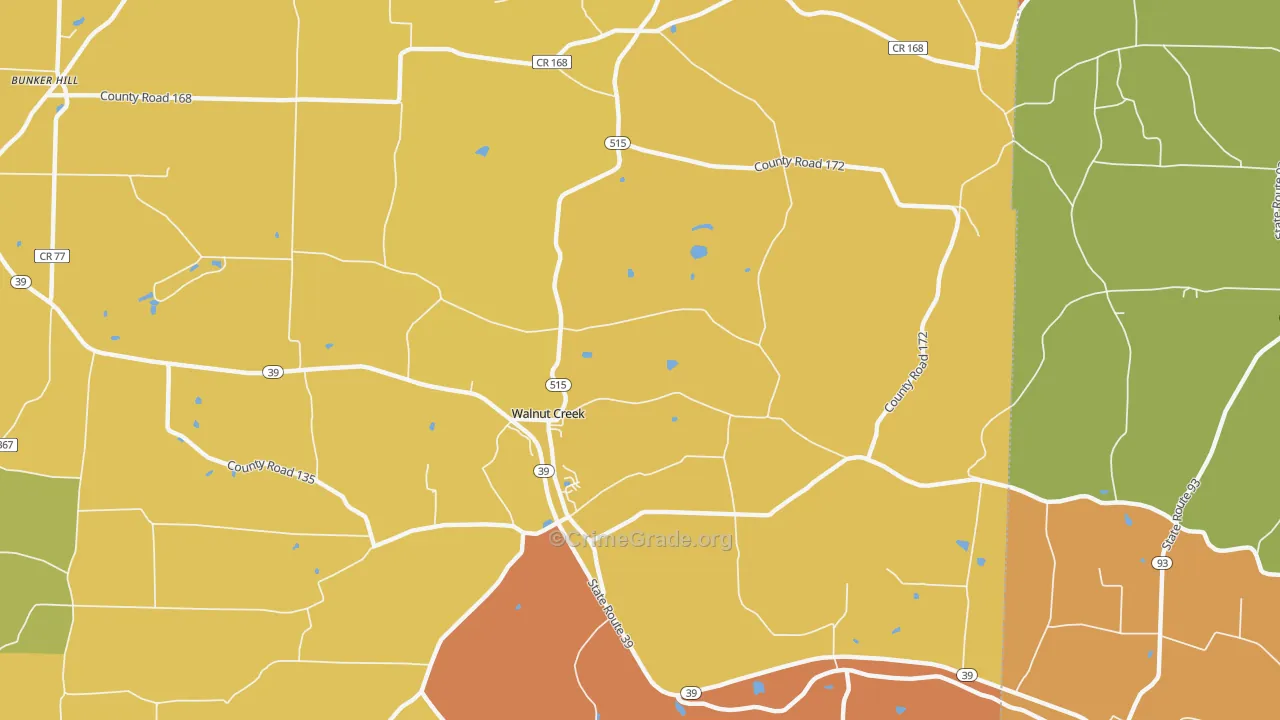 Walnut Creek, OH Map of Assault Rates