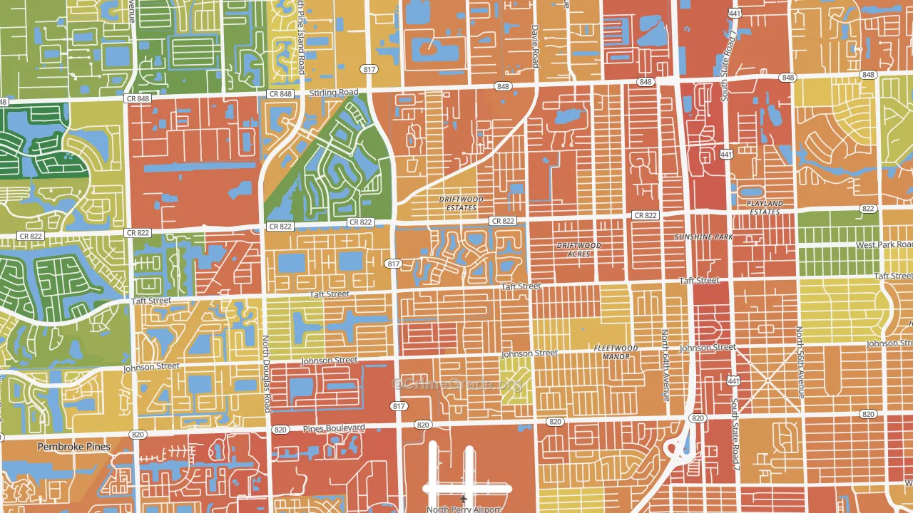 Walnut Creek, Pembroke Pines, FL Map of Assault Rates