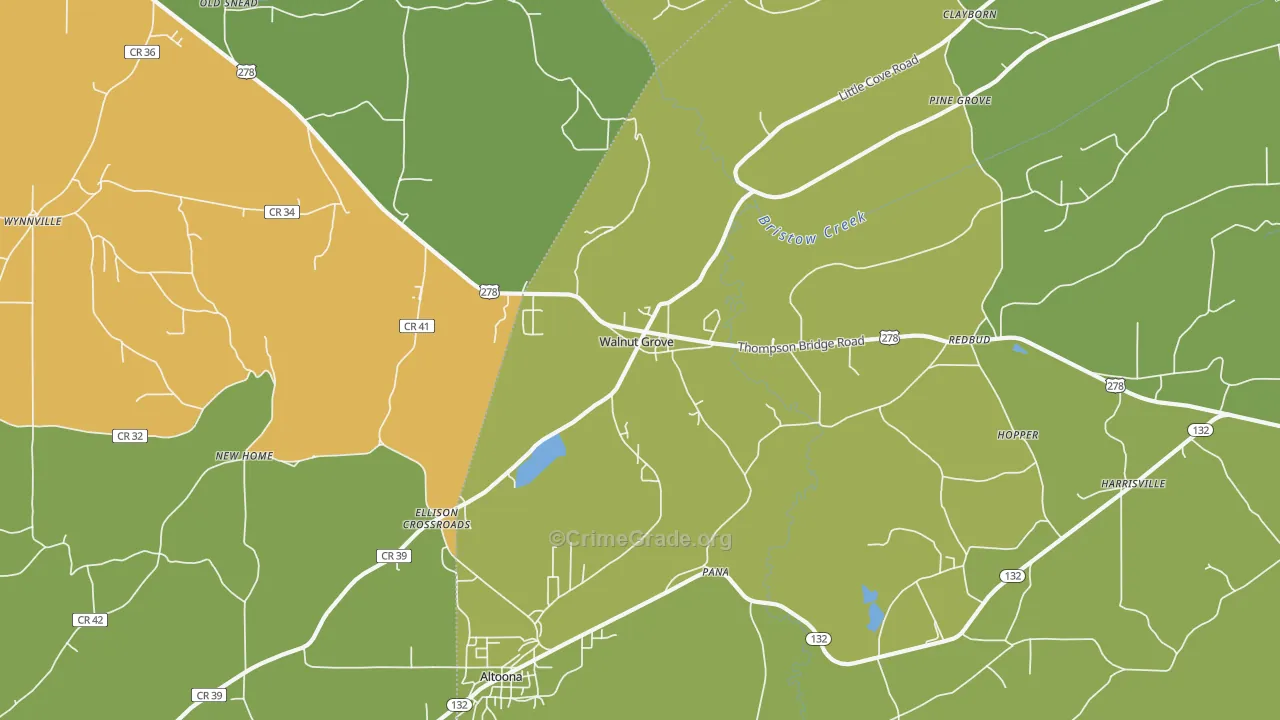 Walnut Grove, AL Map of Assault Rates