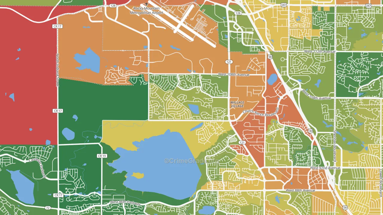 Walnut Grove, Broomfield, CO Map of Assault Rates