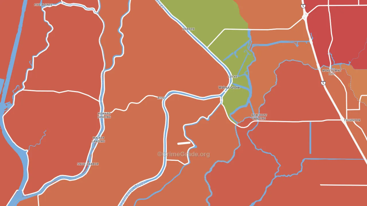 Walnut Grove, CA Map of Assault Rates