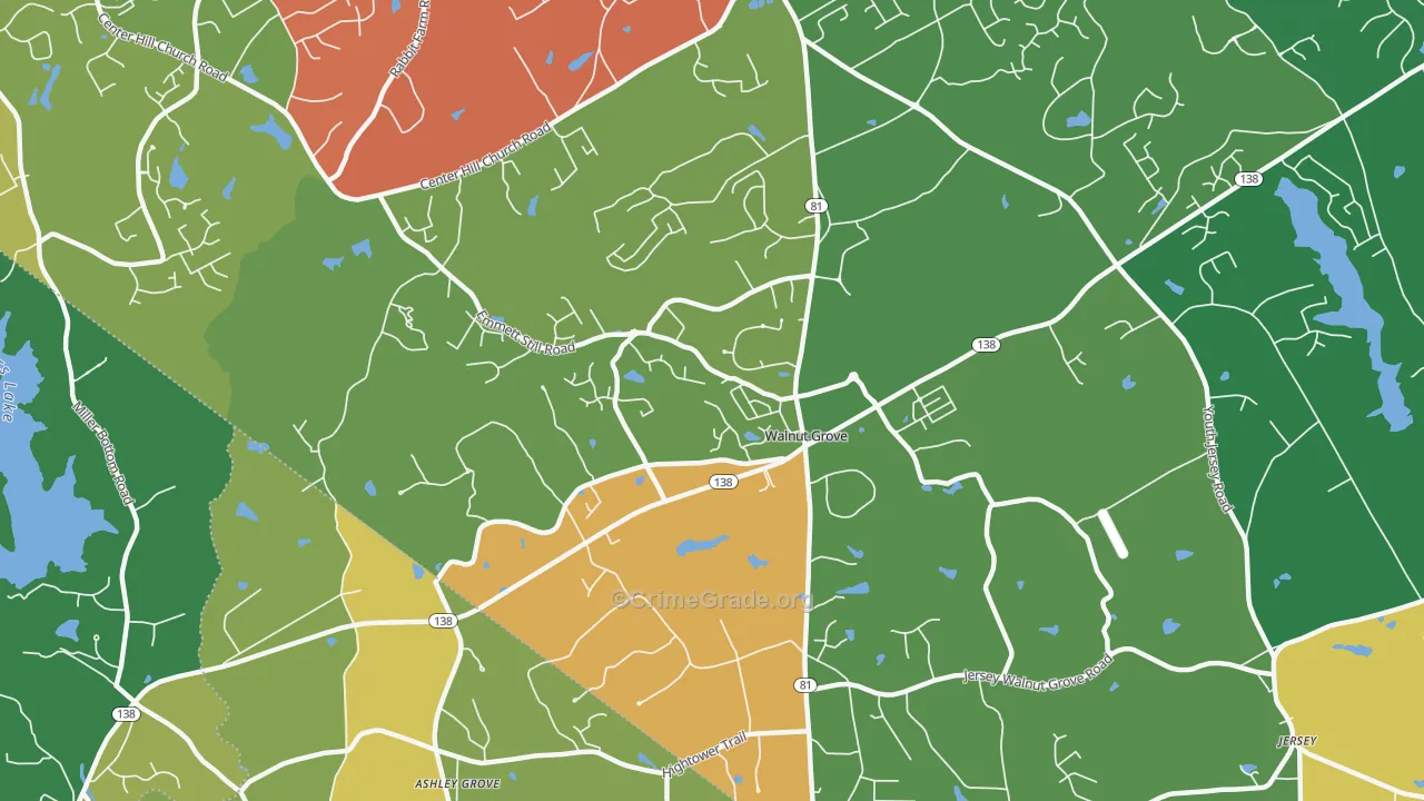 Walnut Grove, GA Map of Assault Rates