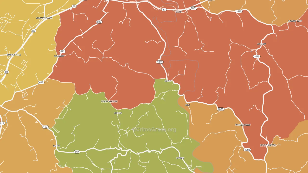 Walnut Grove, KY Map of Assault Rates