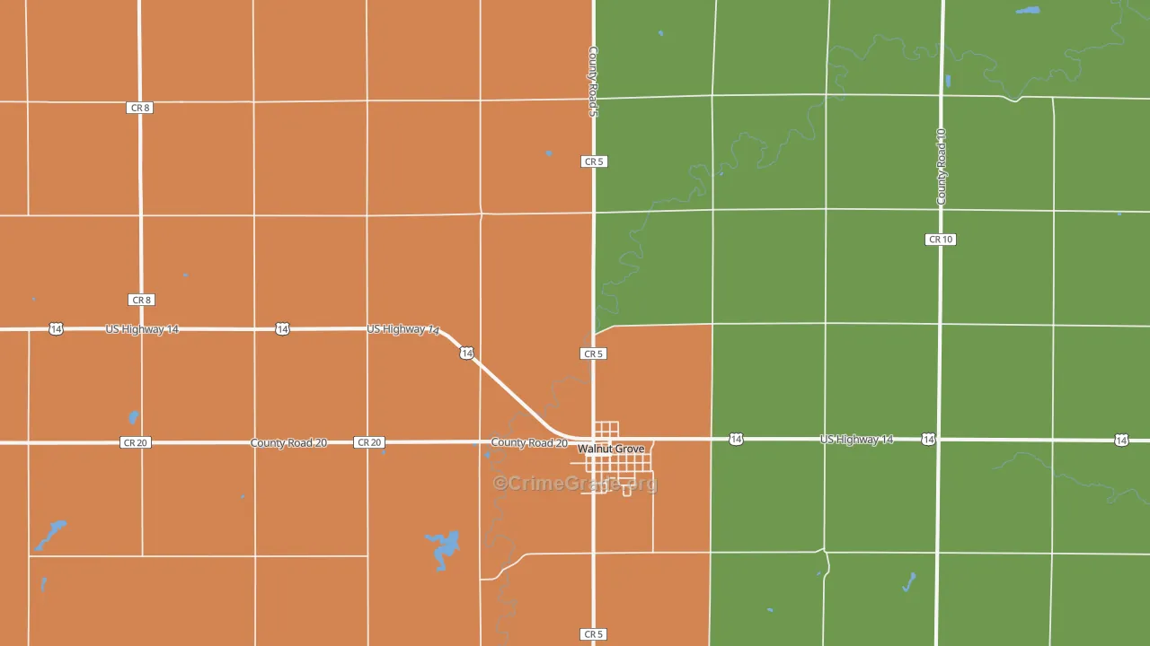 Walnut Grove, MN Map of Assault Rates
