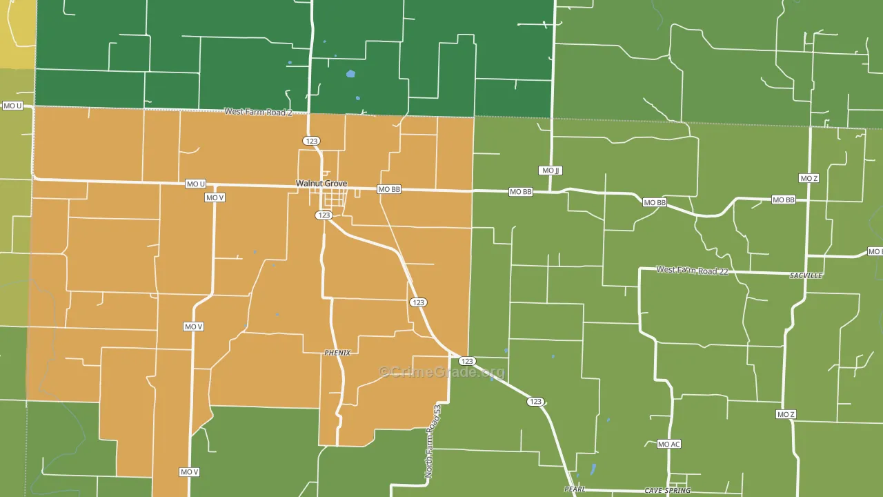 Walnut Grove, MO Map of Assault Rates