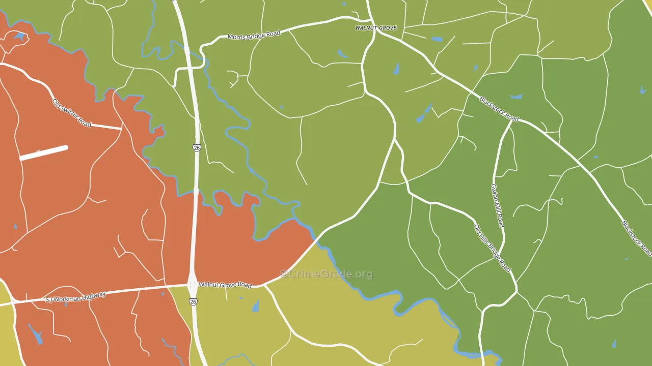 Walnut Grove, SC Map of Assault Rates