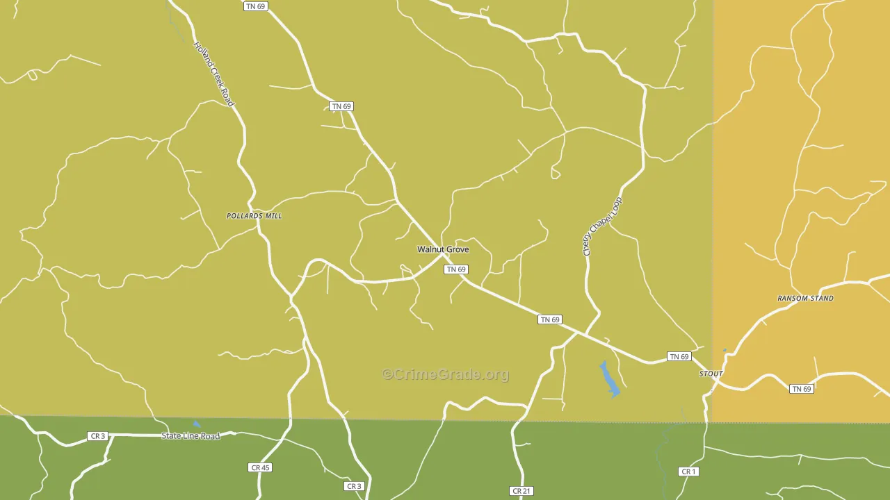 Walnut Grove, TN Map of Assault Rates