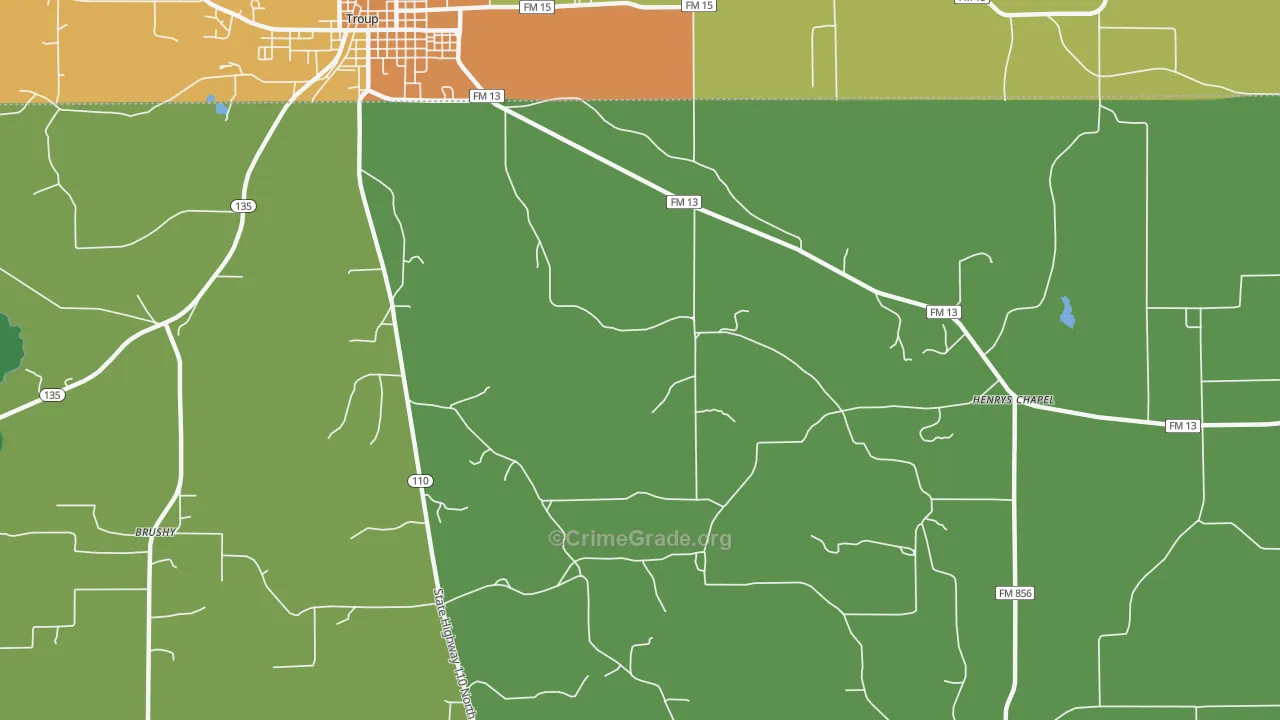 Walnut Grove, TX Map of Assault Rates